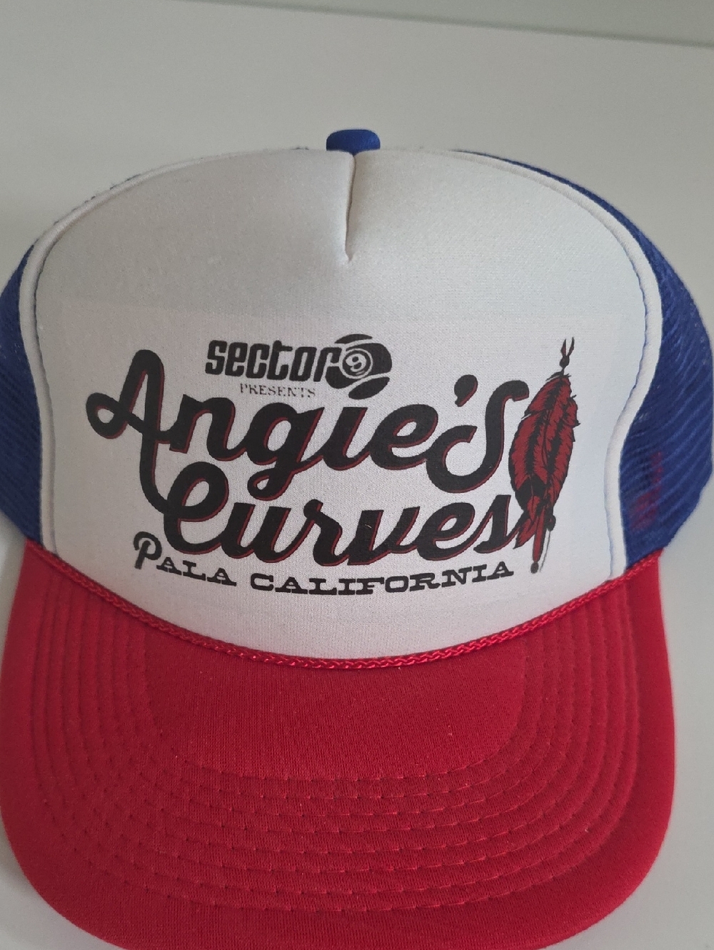 Angie's curves- Red and Blue Mesh Trucker Hat